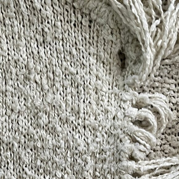 Collectible Queen of Hearts Fringed Knitted Duster Sweater/Long Cardigan - Ivory - Picture 6 of 10